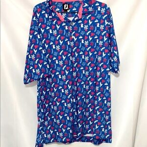 FOOTJOY MENS SIZE XL POLO SHIRT Blue PUNK GEO DESIGN  Polo Shirt.‎ EUC CLEAN